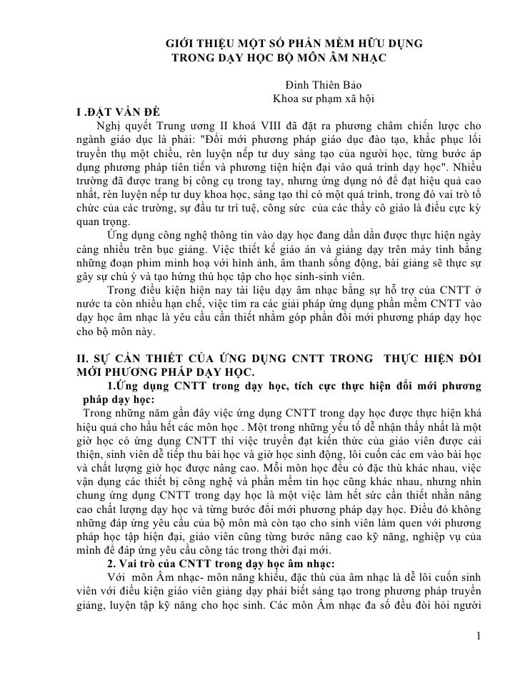 GIỚI THIỆU MỘT SỐ PHẦN MỀM HỮU DỤNG
                    TRONG DẠY HỌC BỘ MÔN ÂM NHẠC

                                    ...