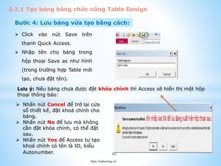Bài giảng Tin học 3 - Microsoft access 2010 | PDF