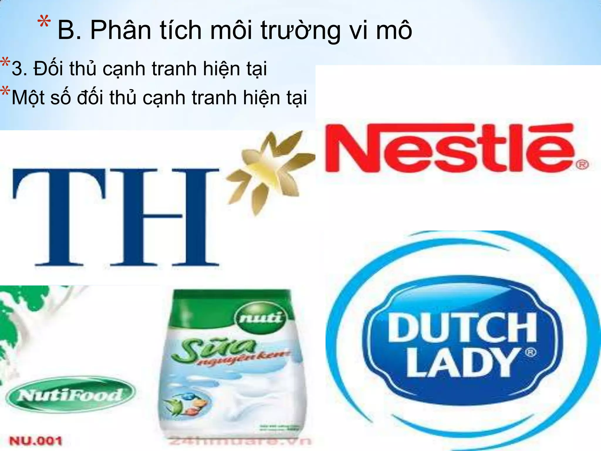 * B. Phân tích môi trường vi mô

*3. Đối thủ cạnh tranh hiện tại
*Một số đối thủ cạnh tranh hiện tại

 