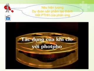 Nêu hiện tượng
Dự đoán sản phẩm tạo thành
Viết PTHH của phản ứng
 