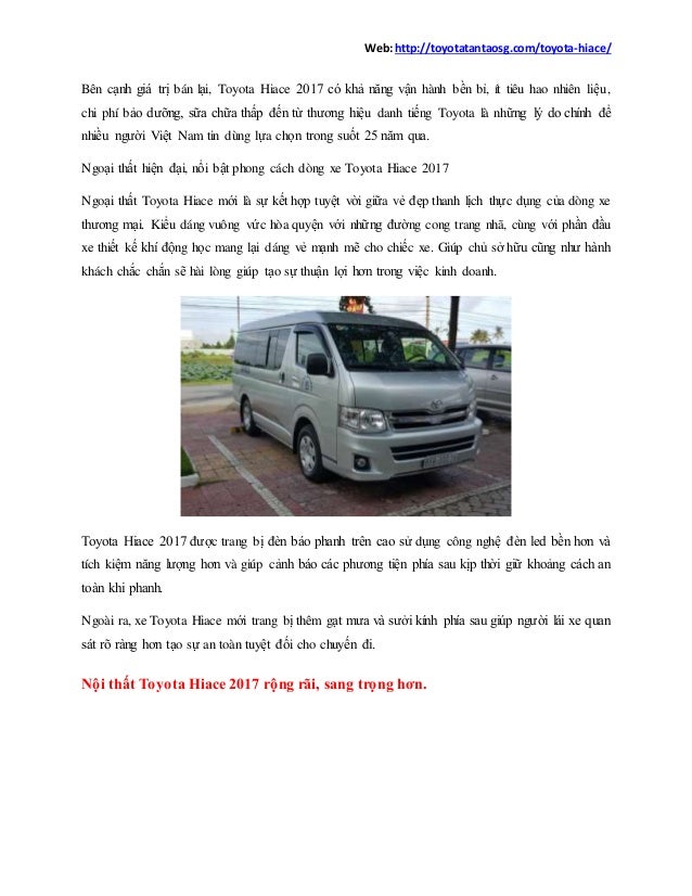 Giá Toyota Hiace Cá Mập Đầu Búa | Thông số Hiace | Toyota Tân Tạo