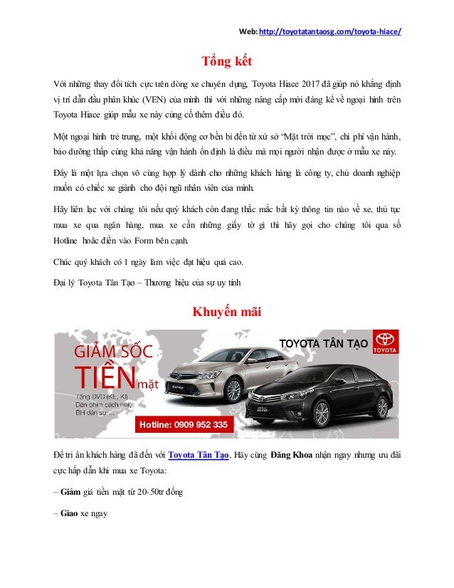 Giá Toyota Hiace Cá Mập Đầu Búa | Thông số Hiace | Toyota Tân Tạo