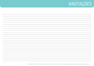 ANOTAÇÕES




O SEBRAE-SP reserva-se o direito de cancelar o curso, palestra ou oficina caso não haja número suficiente de inscritos e/ou pagantes.
 
