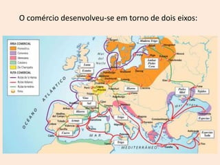 O comércio desenvolveu-se em torno de dois eixos: