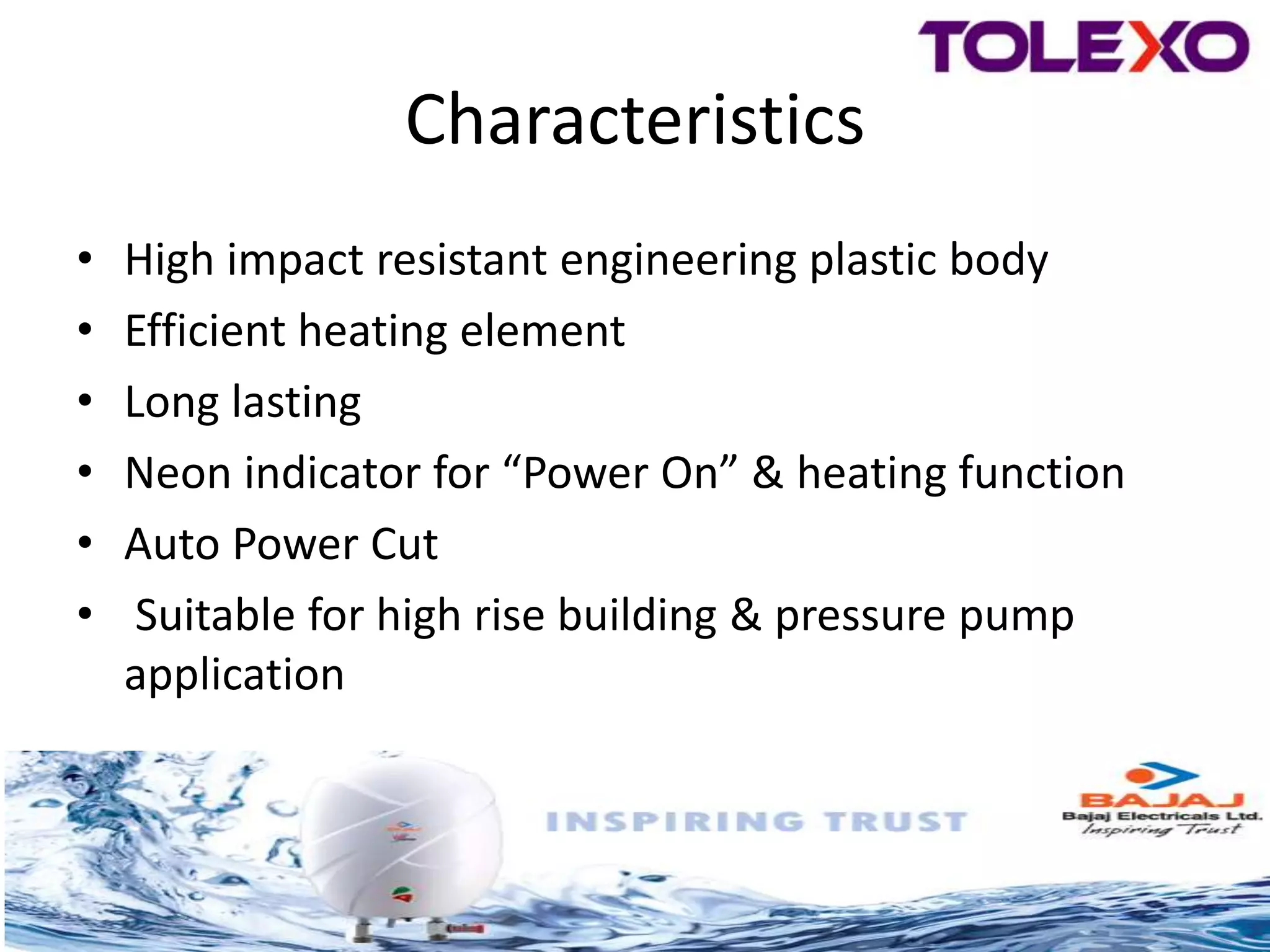 Bajaj water heater PPTX