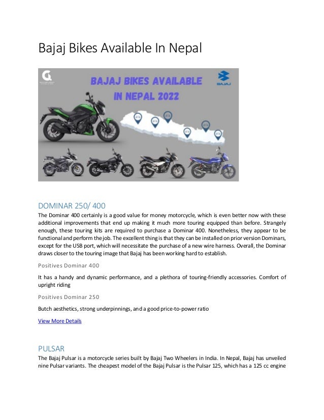 Bajaj bikes available in nepal