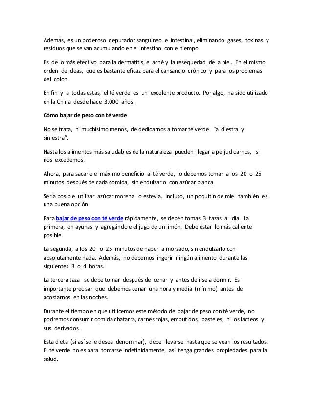 El te verde es efectivo para bajar de peso