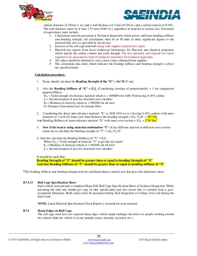 a nominal sample of roll Baja 2017 rulebook