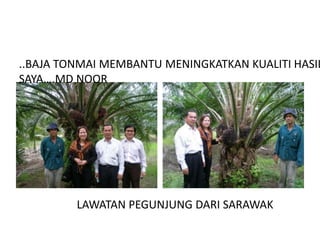 ..BAJA TONMAI MEMBANTU MENINGKATKAN KUALITI HASIL
SAYA….MD NOOR
LAWATAN PEGUNJUNG DARI SARAWAK
 