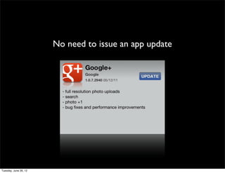 No need to issue an app update
 