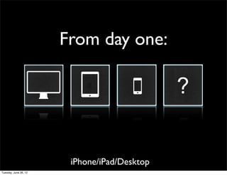 From day one:

                       ?


 iPhone/iPad/Desktop
 