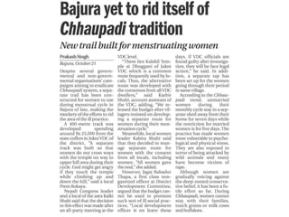 Bajura yet to get rid of chaupadi