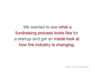 We wanted to see what a
fundraising process looks like for
a startup and get an inside look at
  how the industry is chang...