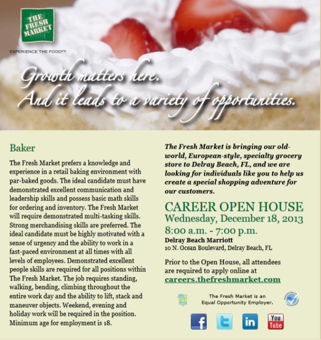 Bakers Job in Delray Beach FL Grocery Market Store Jobs