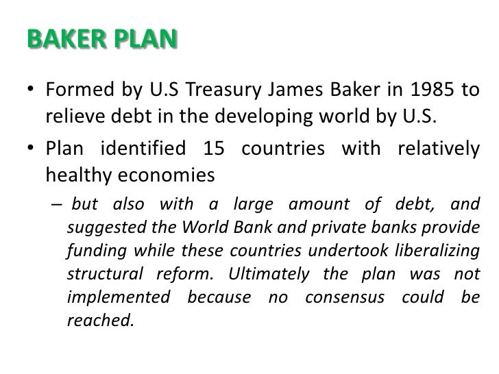 Baker plan and brady plan different from each