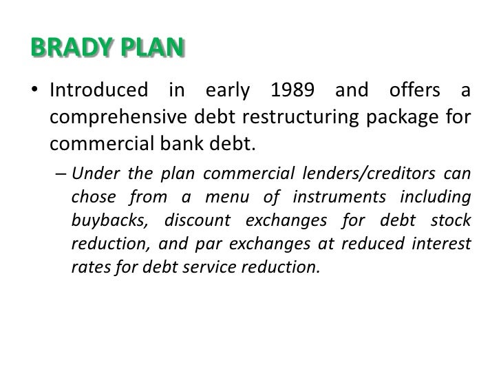 Baker plan and brady plan different from each