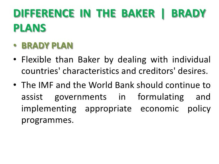 Baker plan and brady plan different from each