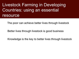Livestock farming in developing countries: An essential resource