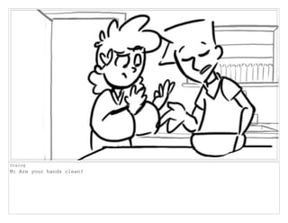 Dialog
M: Are your hands clean?
 