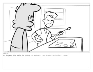 Dialog
M: Anyway the sale is going to support the school basketball team.
 