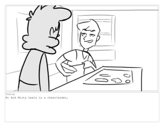 Dialog
M: And Misty Lewis is a cheerleader,
 