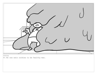 Dialog
F: No one eats cookies to be healthy man.
 