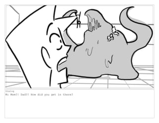 Dialog
M: Mom?! Dad?! How did you get in there?
 