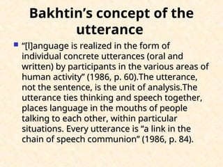 Bakhtin-1 (1) on language development and discourse in english language ...