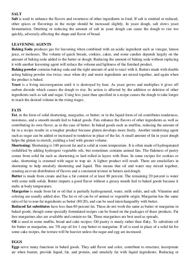 Baking Ingredients And Their Functions