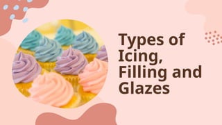 Types of
Icing,
Filling and
Glazes
 