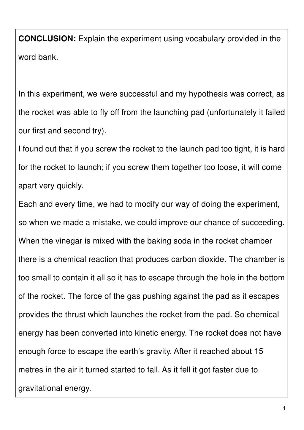 Baking soda and vinegar experiment report