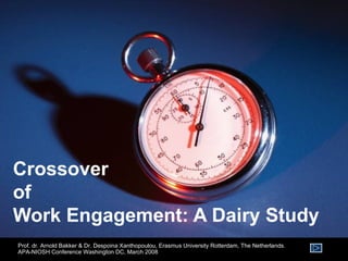 Crossover of  Work Engagement: A Dairy Study Prof. dr. Arnold Bakker & Dr. Despoina Xanthopoulou, Erasmus University Rotterdam, The Netherlands. APA-NIOSH Conference Washington DC, March 2008 