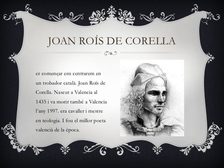 Resultado de imagen para JOAN ROÍS DE CORELLA