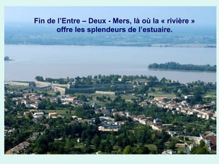 Fin de l’Entre – Deux - Mers, là où la « rivière »
offre les splendeurs de l’estuaire.

 