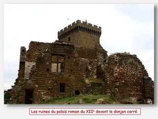 Les ruines du palais roman du XIIe devant le donjon carré 
 