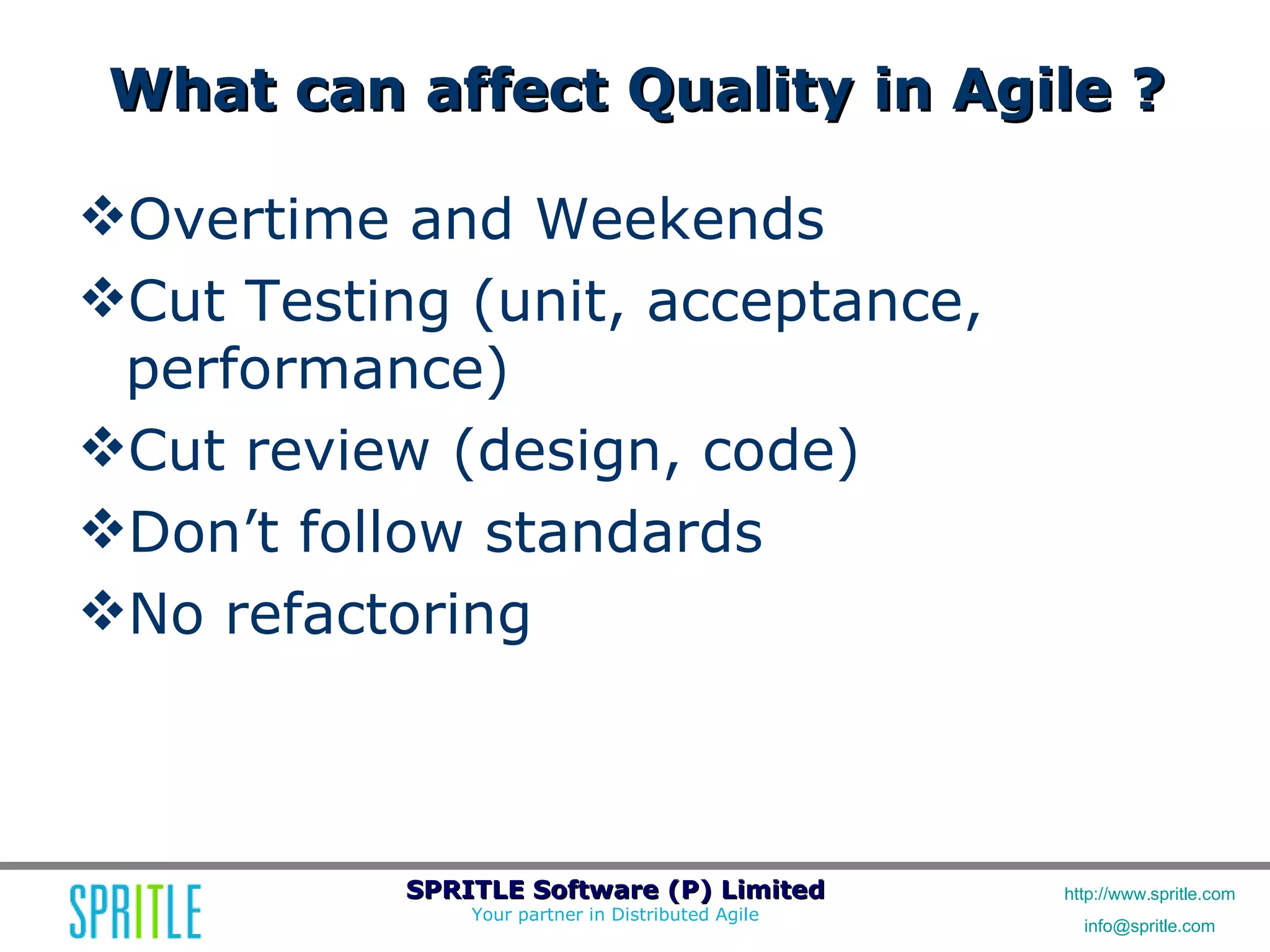 Agile Workshop: Releasing Quality Software