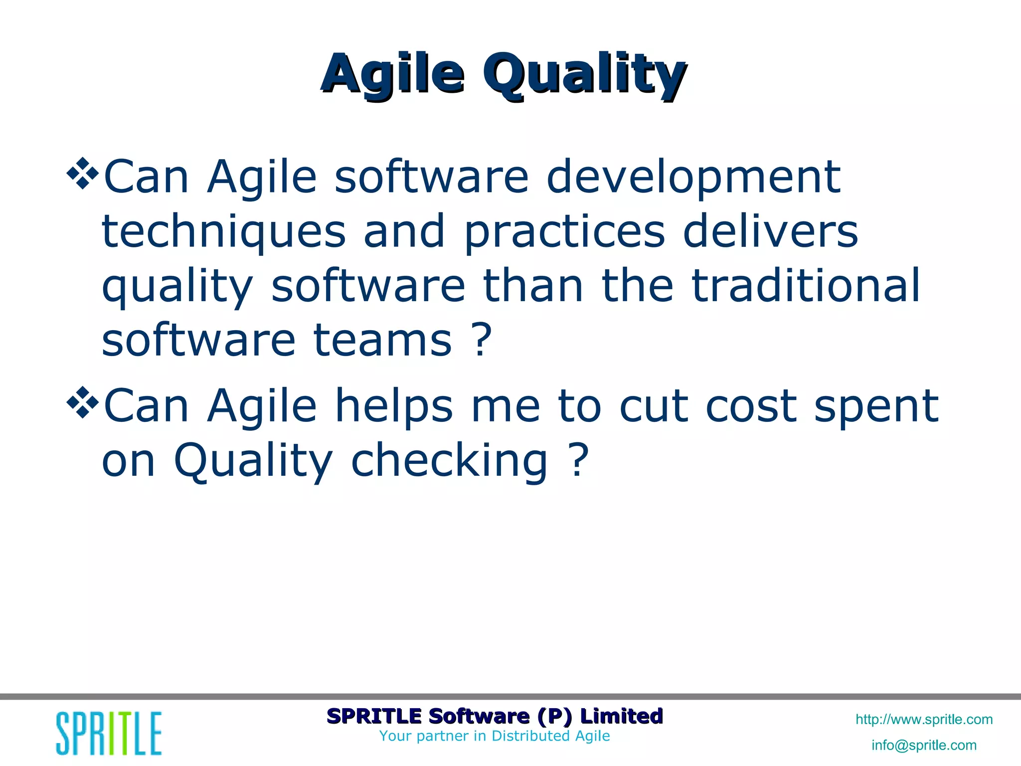 Agile Workshop: Releasing Quality Software