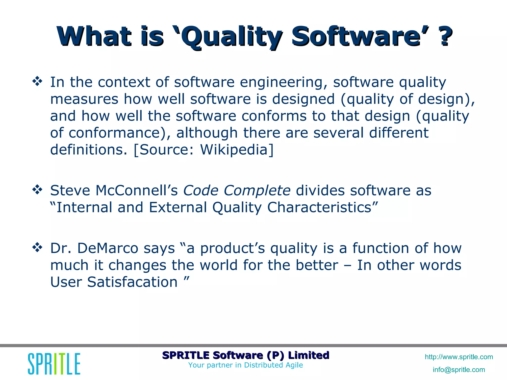 Agile Workshop: Releasing Quality Software