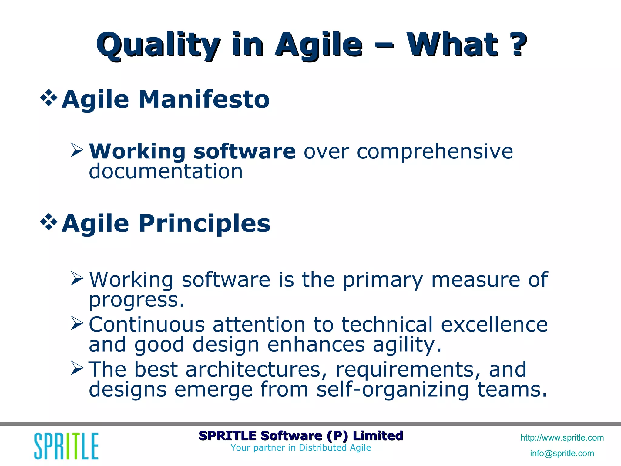 Agile Workshop: Releasing Quality Software
