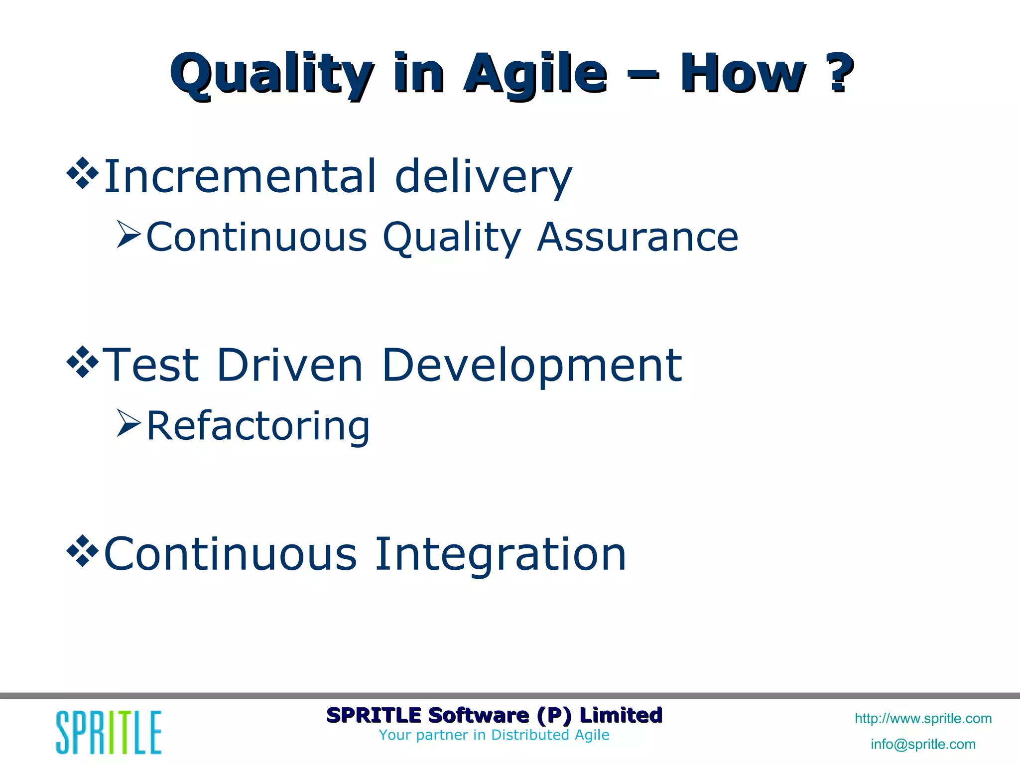 Agile Workshop: Releasing Quality Software
