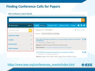https://www.ieee.org/conferences_events/index.html
Finding Conference Calls for Papers
 