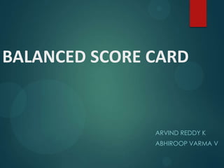 BALANCED SCORE CARD
ARVIND REDDY K
ABHIROOP VARMA V
 