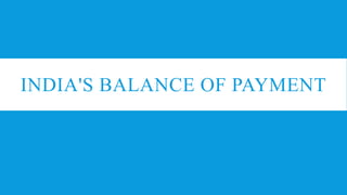 INDIA'S BALANCE OF PAYMENT
 