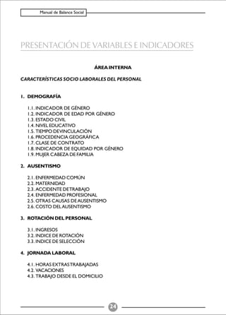 Balance Social (indicadores)