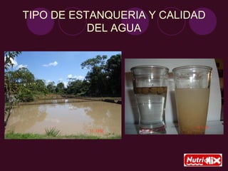 TIPO DE ESTANQUERIA Y CALIDAD
DEL AGUA
 