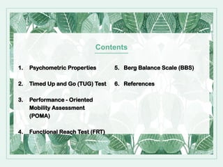 Balance Assessment tools and its Psychometric Properties | PPT