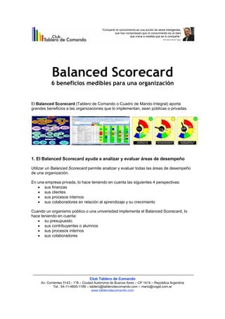 Los 6 beneficios del Balanced Scorecard | PDF