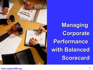 1www.exploreHR.org
ManagingManaging
CorporateCorporate
PerformancePerformance
with Balancedwith Balanced
ScorecardScorecard
 