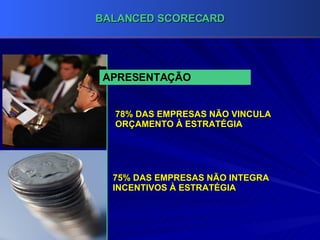 78% DAS EMPRESAS NÃO VINCULA ORÇAMENTO À ESTRATÉGIA 75% DAS EMPRESAS NÃO INTEGRA INCENTIVOS À ESTRATÉGIA APRESENTAÇÃO 