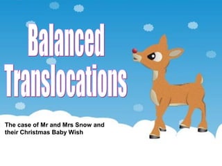 Balanced Translocations
Karuna Sapru
Arshad Siddiqui
Janet Smillie
Alison Teo
The case of Mr and Mrs Snow and
their Christmas Baby Wish
 